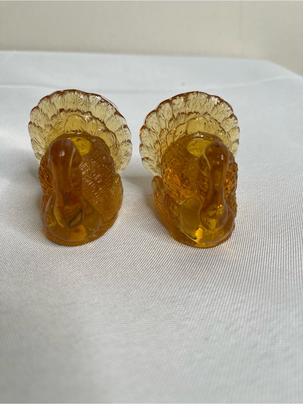 Amber Glass Turkey candle holder Figurine Pair - Decorative Accent